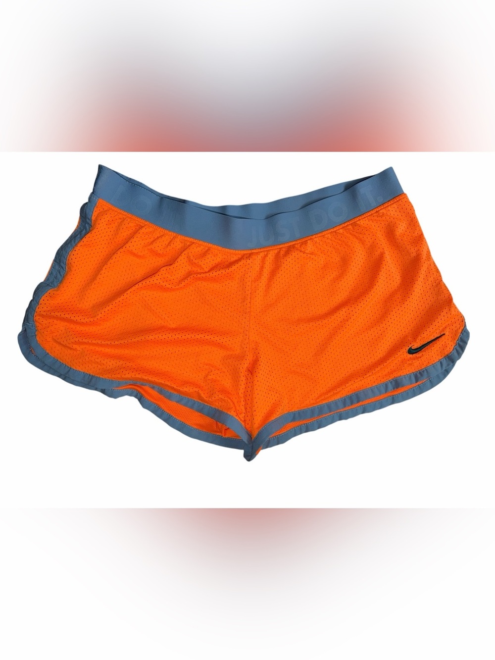 Nike Dri-Fit Mesh Shorts Women’s Large Neon Orange Baby Blue Performance Wear